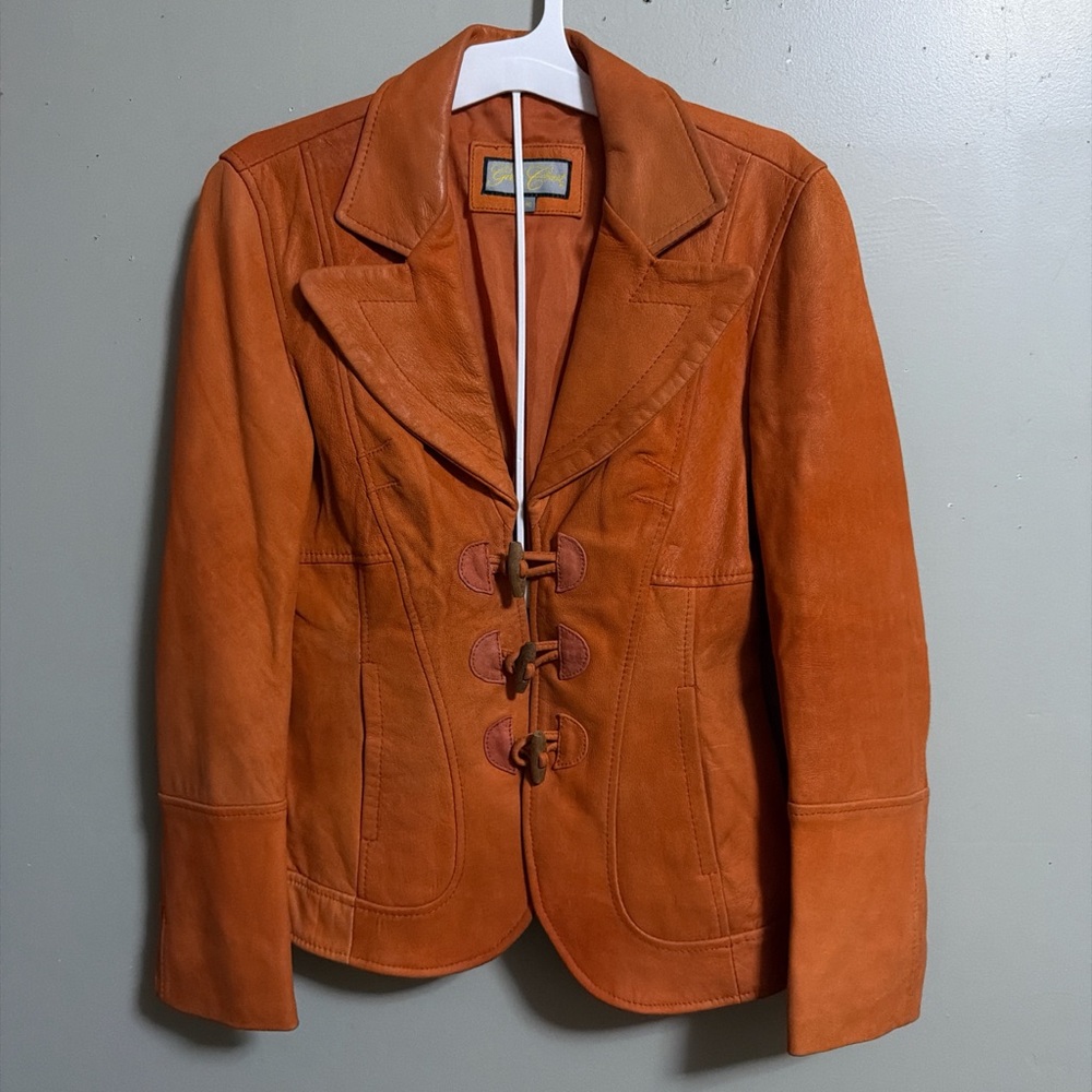 Vintage “goatskin” Women's Orange Leather Jacket